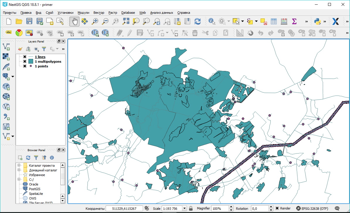 Кадастровая карта в qgis